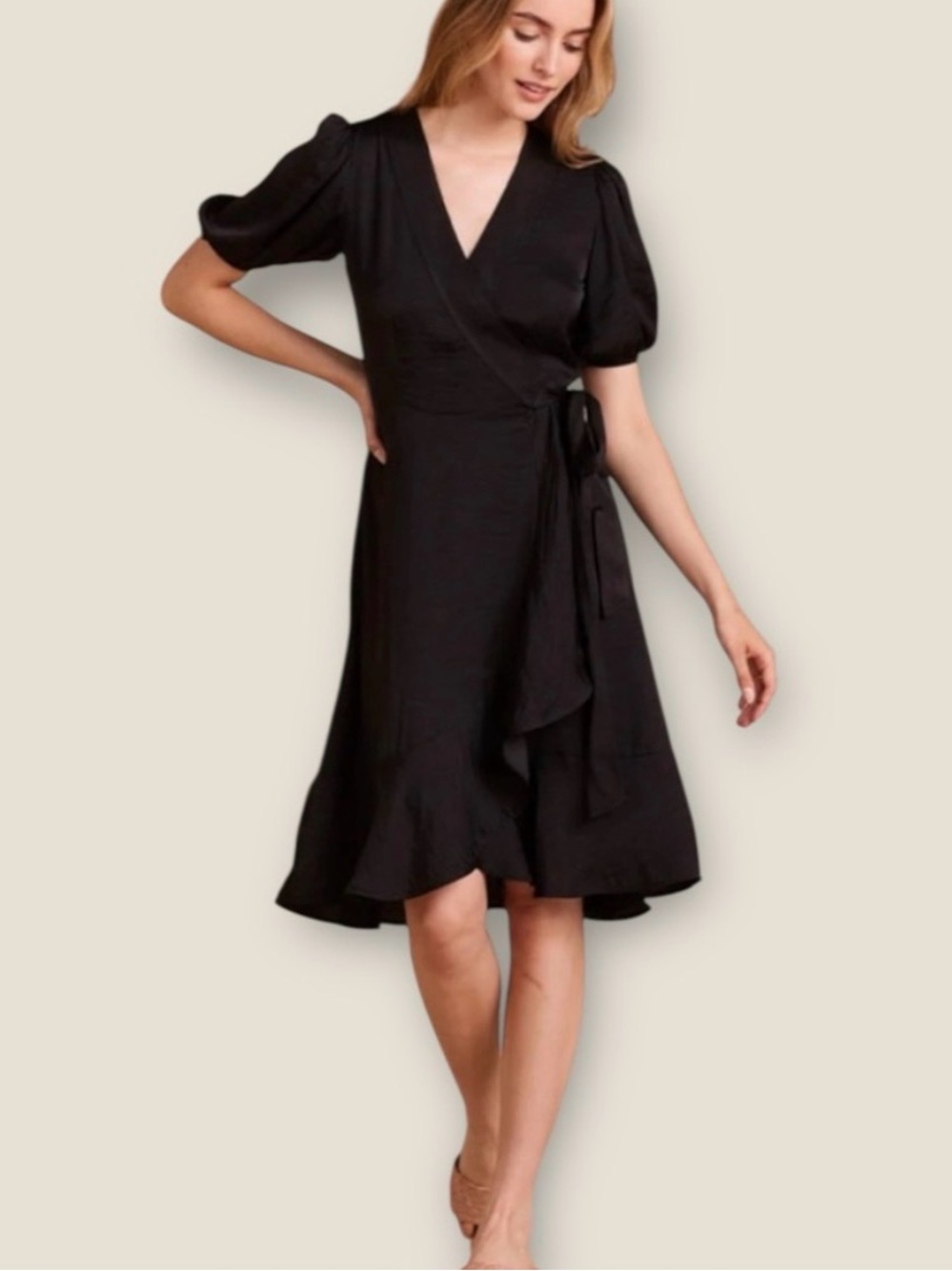 Summersalt The Silky Luxe Puff Sleeve Beach to Brunch Wrap Dress Sz 10